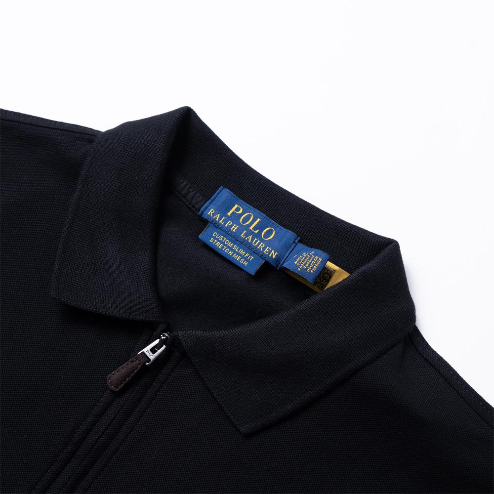 Polo Ralph Lauren Besticktes Kleines Logo Reißverschlusskragen Kurzarm Poloshirt Herren Oberteile Schwarz 710842622-001