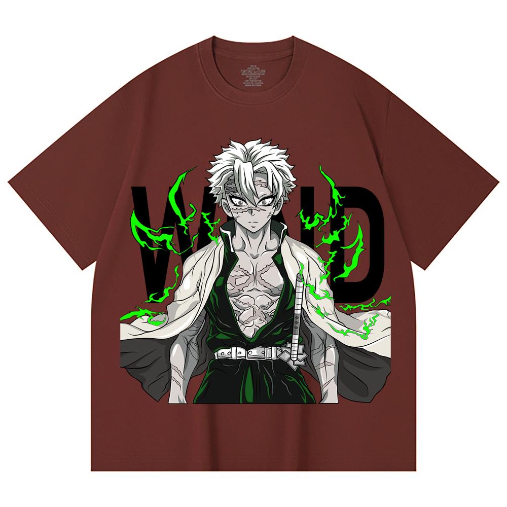 230 Gsm 100% Cotton Demon Slayer V115 Sanemi Print Unisex Heavy Cotton T Shirt