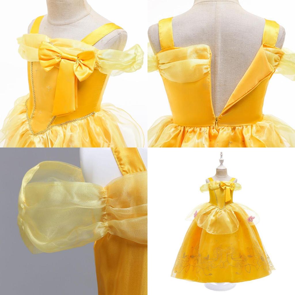 Soft Comfortable Girls Princess Belle Costume For Xmas/halloween/fancy Dress