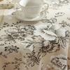 Floral Linen Cotton Tablecloth with Tassel Round Table Cover Dining Table Cover Tea Table Cloth Retro