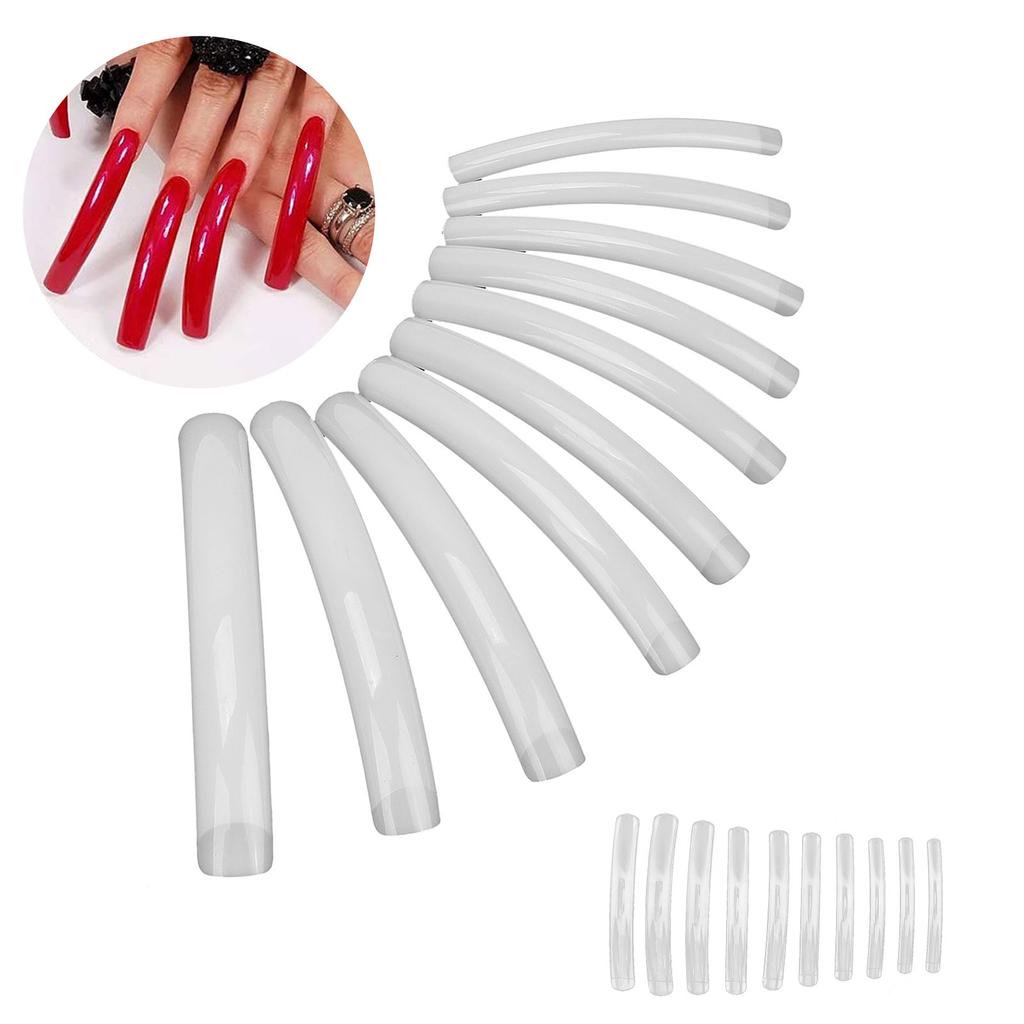 10pcs Long Flat Nail Tip Home Salon Nail Art Design Fake False Nail Set Manicure Tool