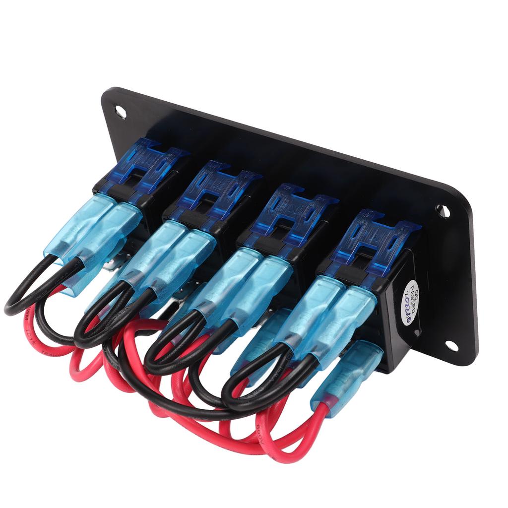 4 Gang Rocker Switch Panel Aluminum Alloy DC12V‑24V Pre Wired On Off Toggle Switch for Car RV Motorcycle Bus Trailer UTV