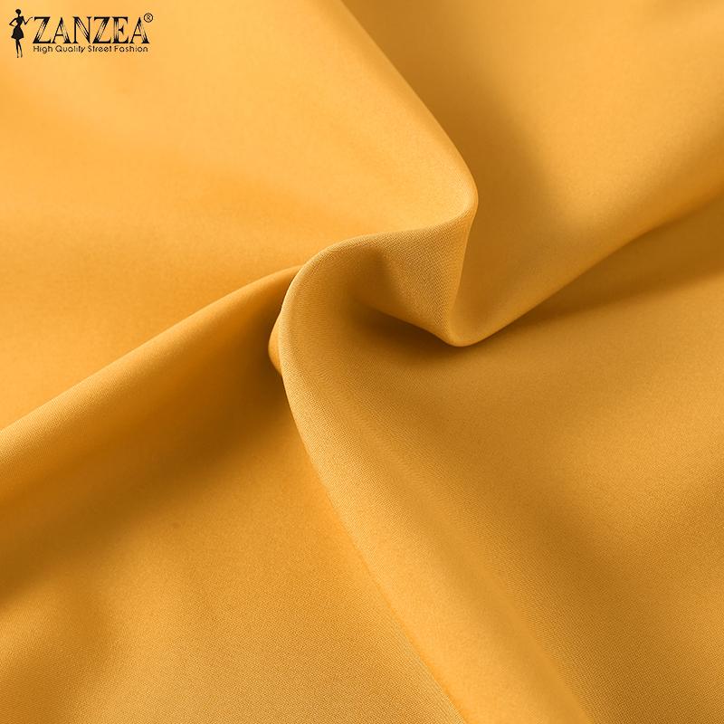 ZANZEA Damen Sommerbluse mit Rundhalsausschnitt, kurzen Ärmeln, gestreift, Rüschen