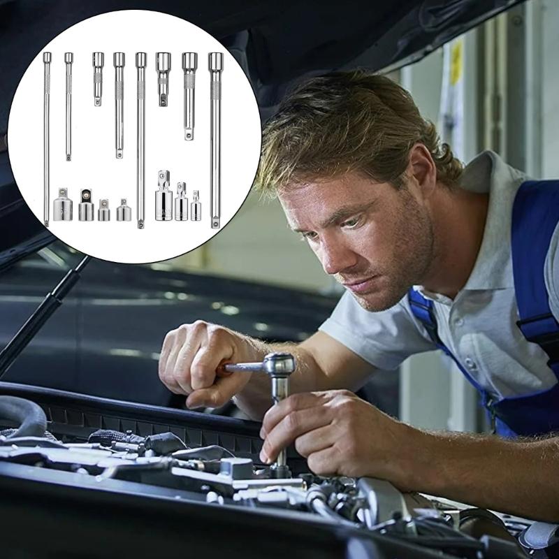 Reliable Socket Extension Set Efficient Steel Extension Bar Set Multiple Size for Vehicle Maintenance Furniture Assembly