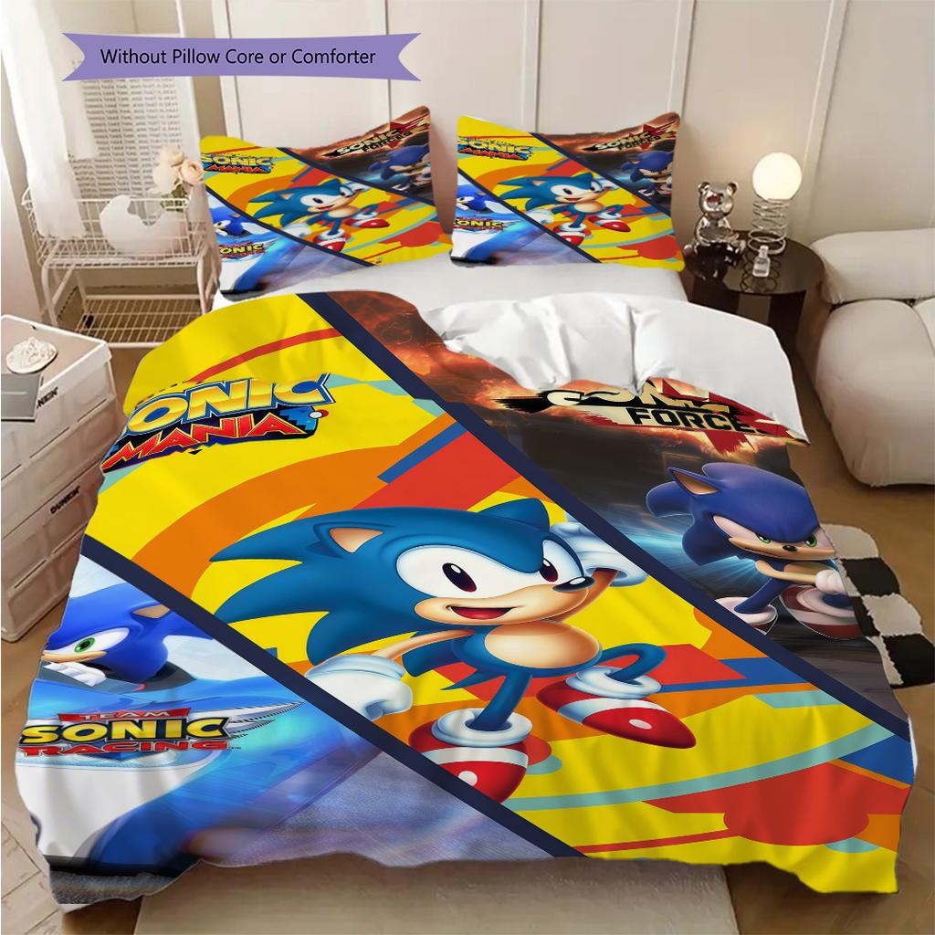 Sonic Hedgehog Movie Poster Bedding 1 Duvet Cover 2 Pillowcase Without Core Duvet Cover And Pillowcase Soft And Comfortable Bedding Set