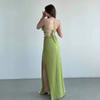Summer 2025 European & American Slimming Backless Bandeau Dress with Slit