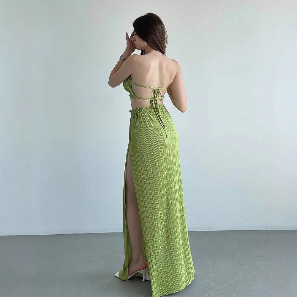 Summer 2025 European & American Slimming Backless Bandeau Dress with Slit