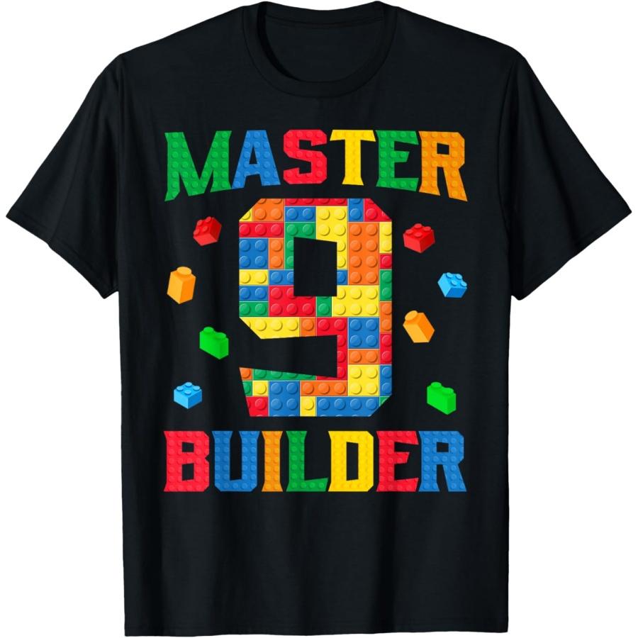 

Master Builder 9th Birthday 9 Year Old Brick Building Blocks T-Shirt XXXXXL чорний