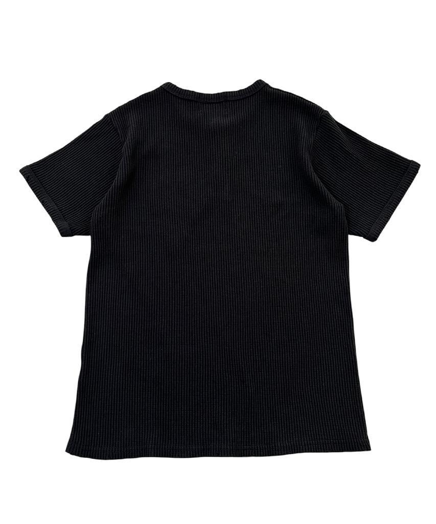 SK8ER ROCK Cross Henley Neck Waffle T-Shirt ((Black))