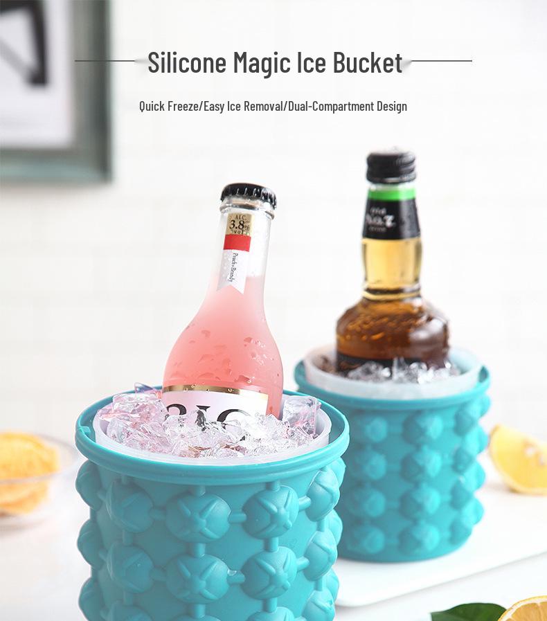 Sofort verfügbarer runder Outdoor-Eiskübel aus Kunststoff mit Deckel - doppelwandig, für Champagner, Rotwein und Bier