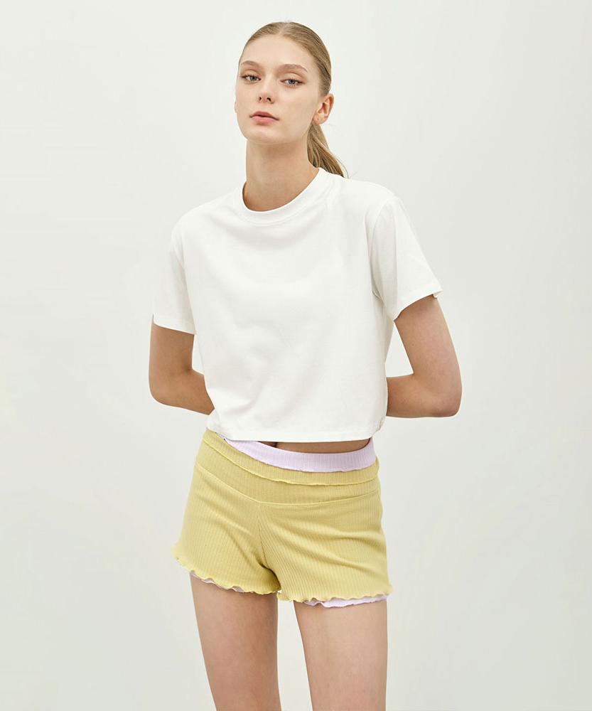 Debiweeo Women'S Yoga Wear Devi-B0061-Lemon Pilates Viviana Ribbed Shorts