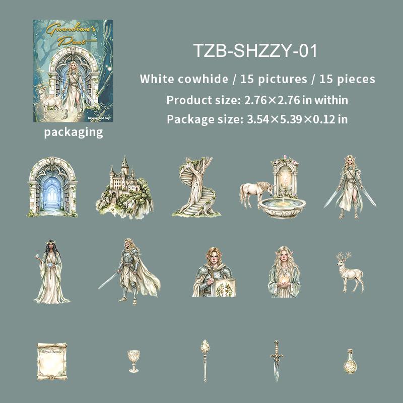 JIANWU Guardian s Pact Series Vintage Character Castle Landscape Material Collage Sticker Creative DIY Journal Stationery