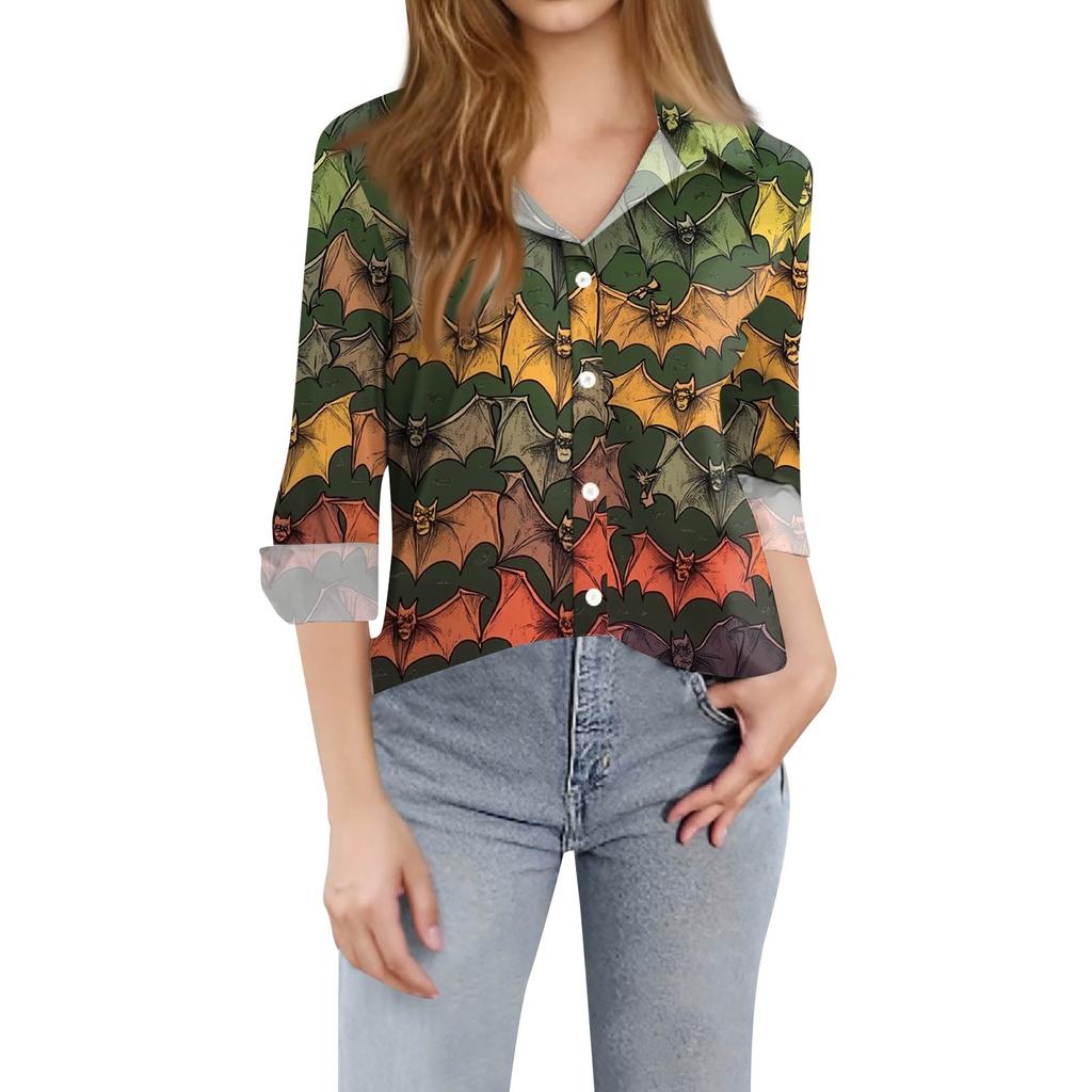 Skjorte for kvinner Bluse med knapp Langermet Uformell Basic skjortekrage Vanlig topp