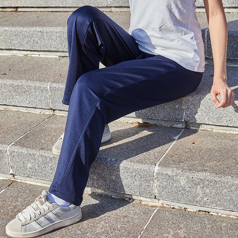 Dark Blue Unisex Student School Uniform Straight-Leg Pants - Summer Thin & Spring/Fall Loose Fit