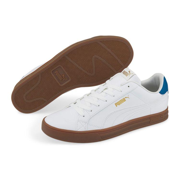 Puma Smash Vulc V3 Lo Unisex White Mykonos Blue Gum 380752-08