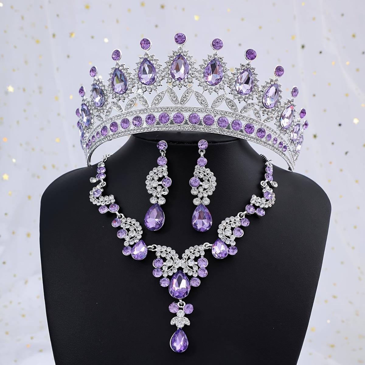 

4 шт./компл. Барочный хрустальный свадебный циркониевый стразовый тиары корона ожерелье серьги для невесты женщин свадебный циркониевый набор подарок