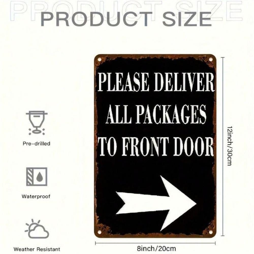 Vintage Metal Wall Sign Courier Instruction Poster for Door