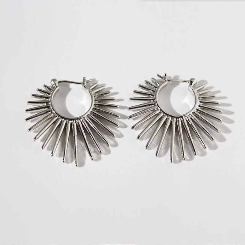 

Exaggerated Fashion Sunflower Geometry Fan-shaped Stud Earrings for Women Punk Hoop Earrings Minimalism Aesthetics Jewelry Gifts