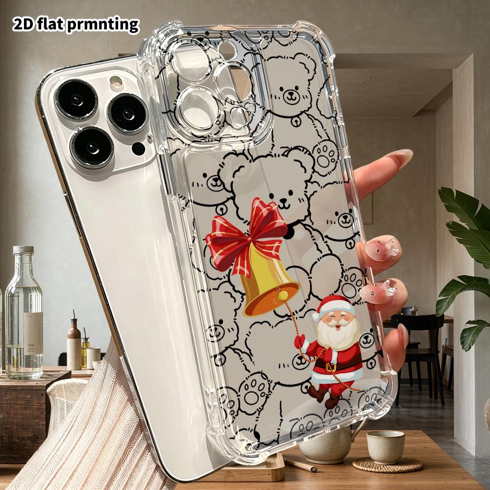 Phone Case: 2D flat, suitable for iPhone 18 17 16 15 14 13 Pro transparent corner protection case, Christmas bells, Christmas and Halloween gifts