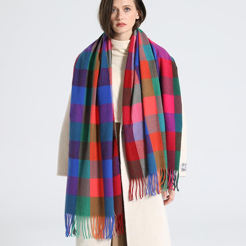 Luxury Plaid Scarf Winter Warm Cashmere Women Long Pashmina Foulard Female Scarves Lady Tassel Shawl Wraps  Design New