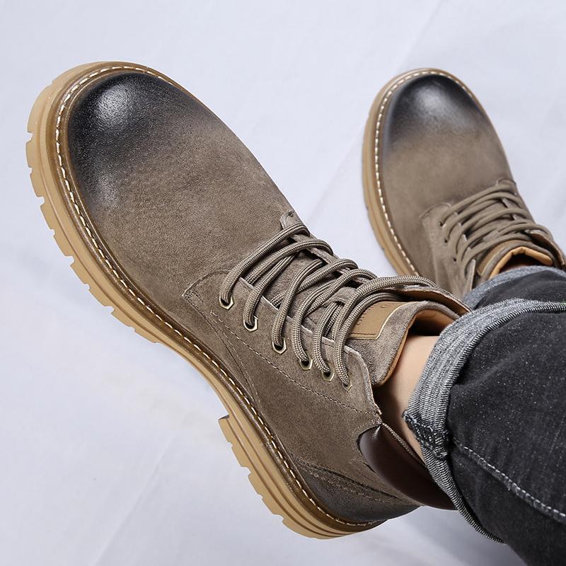 Luxury Brand Men Boots 2024 Fashion Comfortable Autumn and Winter Leather Boots British Style Thick Sole Lace Up High Top Boots
