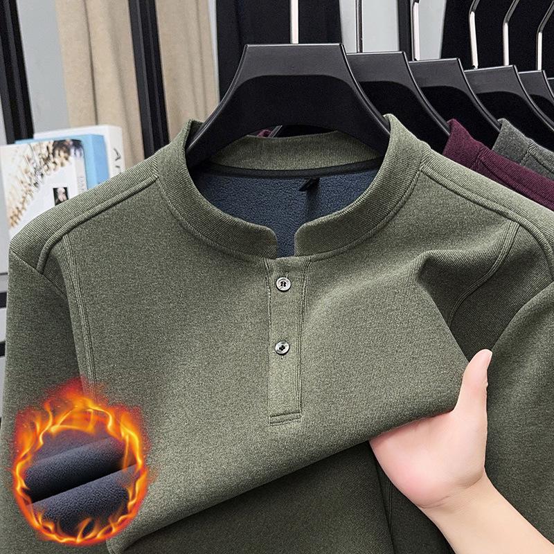 Men s Winter Double-Sided German Velvet Stand Collar Long Sleeve Base Layer Top L