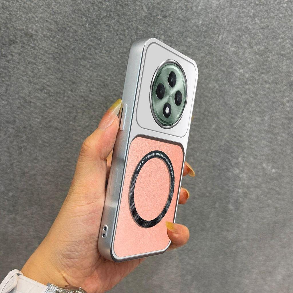 Upgraded Big Lens Protection Case for OPPO Reno12 F 4G/5G Luxury Leather Casing with Magnetic Ring