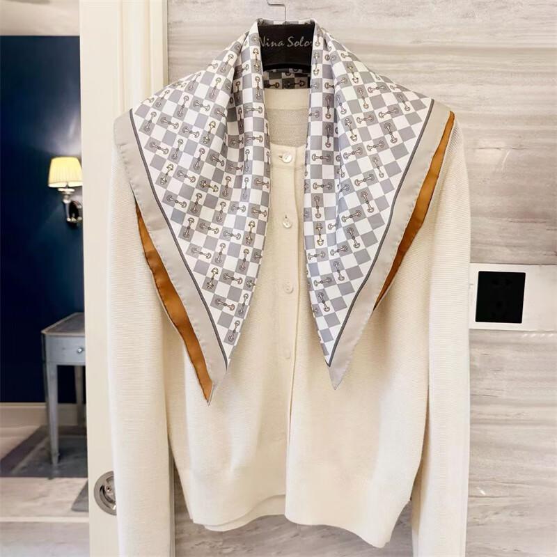 NINA SOLOR Double-Sided Twill Mulberry Silk Square Scarf