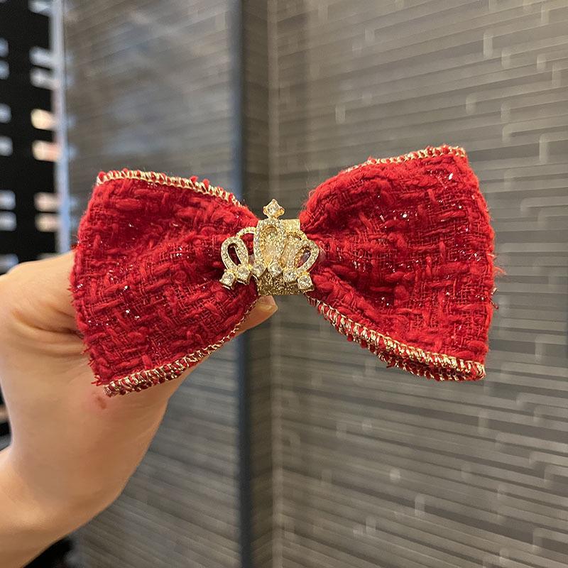 Rote Schleife Prinzessinnenkrone Haarspange für Mädchen - Elegantes Herbst-/Winter-Accessoire