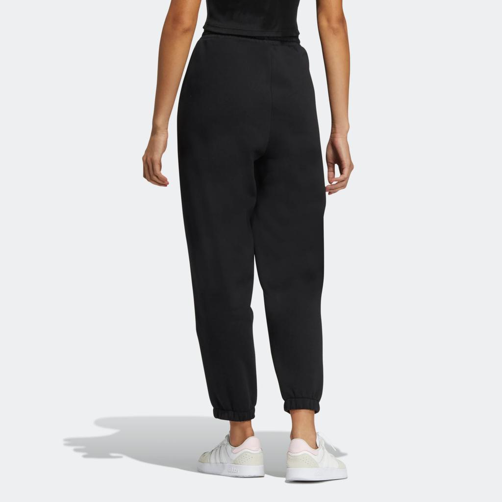 adidas Neo Solid Color Logo Print Fleece-Lined Cuffed Harem Sweatpants Women Bottoms Black HZ2409