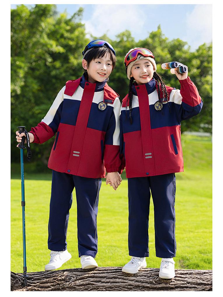 Children's Spring & Autumn Windbreaker 3-Piece School Uniform Set