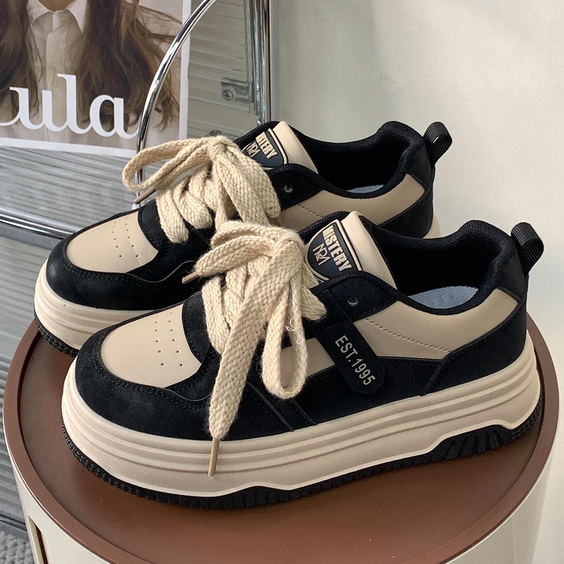 Туфли для досок на толстой подошве женские туфли Ins Tide новые студенческие универсальные повседневные весенне-осенние туфли женская обувь 35 чёрный 2875₽