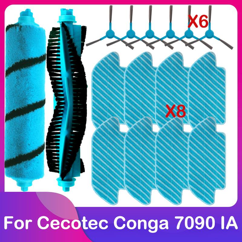 Fit For Cecotec Conga 7090 IA Robot Vacuum Cleaner Replacement Spare Part Accessories Main Brush Roller Side Brush Mop Cloth Rag