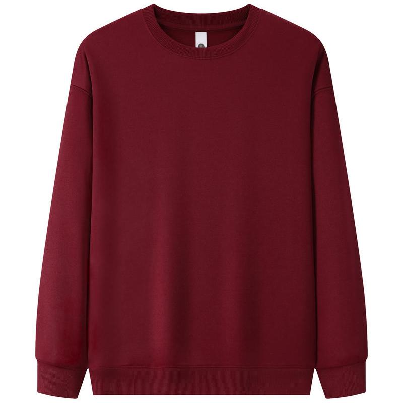 

Осенне-зимняя однотонная толстовка с круглым воротником для мужчин и женщин, модный повседневный свитер, футболка с длинным рукавом для активного отдыха, мягкая и удобная 4XL вино красного