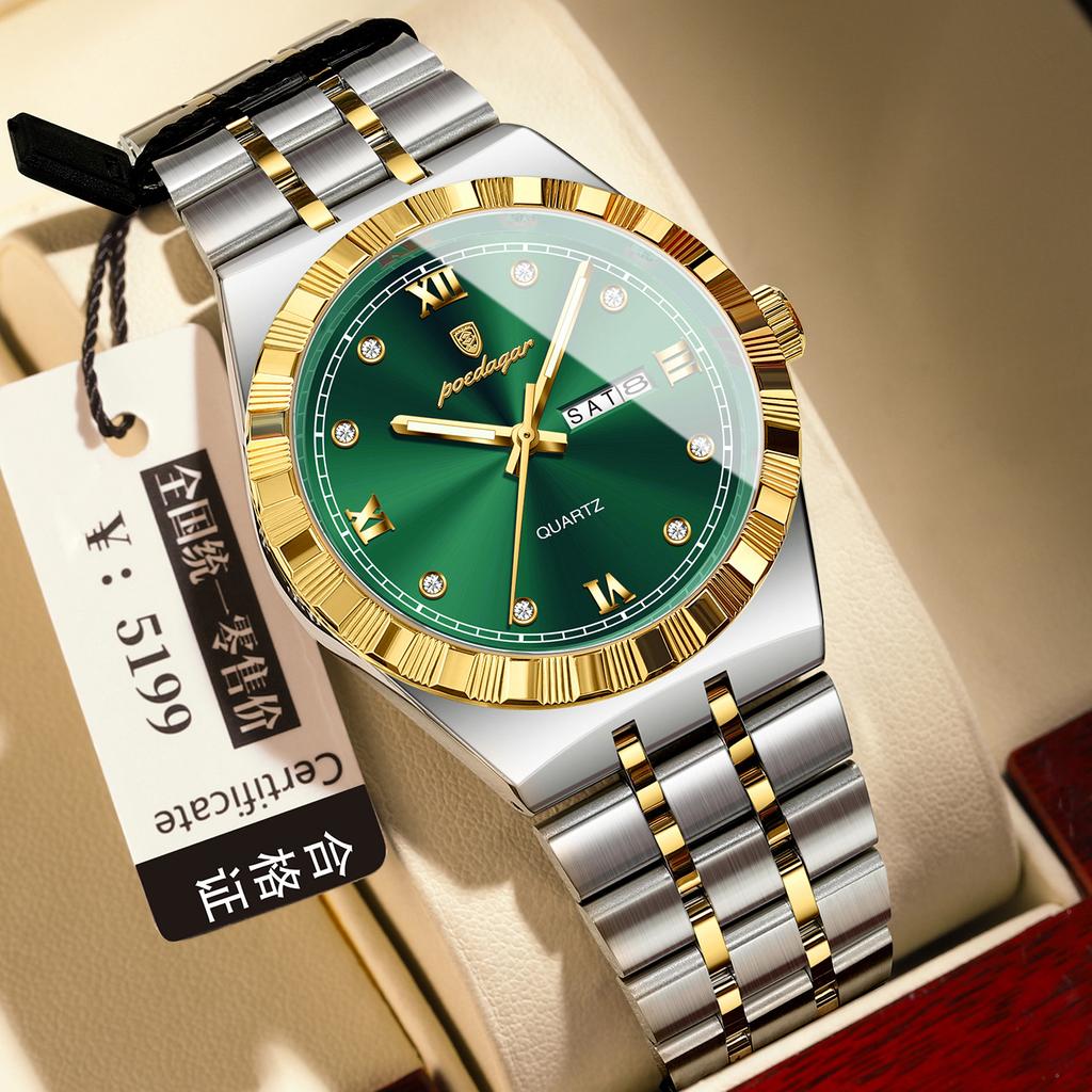 Men'S Watch Double Calendar Slim Quartz Watch