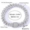 Personalized Fashion Hip Hop Jewelry 12mm Bling CZ Iced Out Flat Prong Cuban Link Chain Bracelet for Women and Men