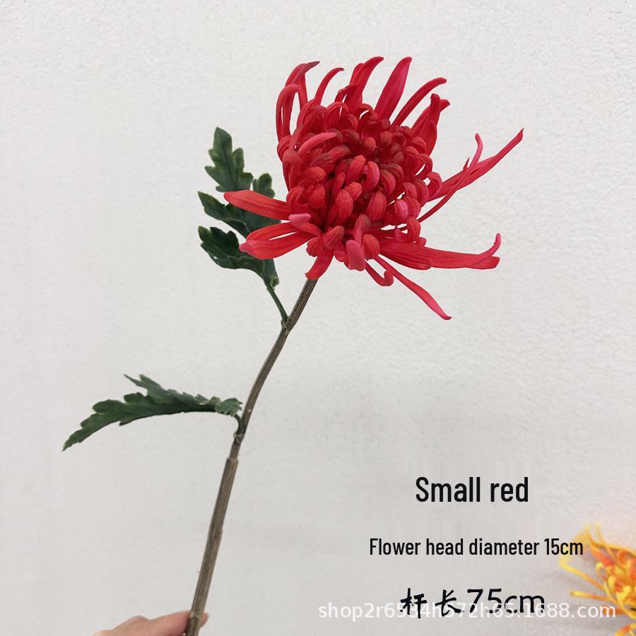 Chinese Style Chrysanthemum Simulation: Soft Rubber Golden Silk Indoor Decor & Photography Prop