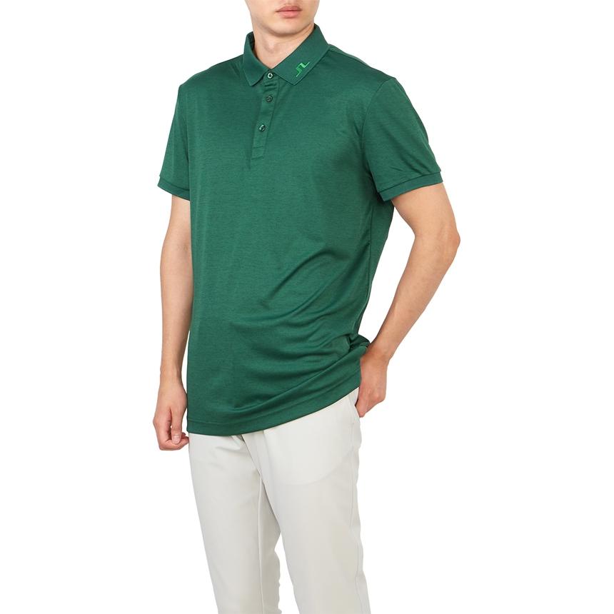 J.Lindeberg Round Neck Pattern Printed Button Short Sleeve Polo Shirt Men polo shirts Green GMJT07624-M490