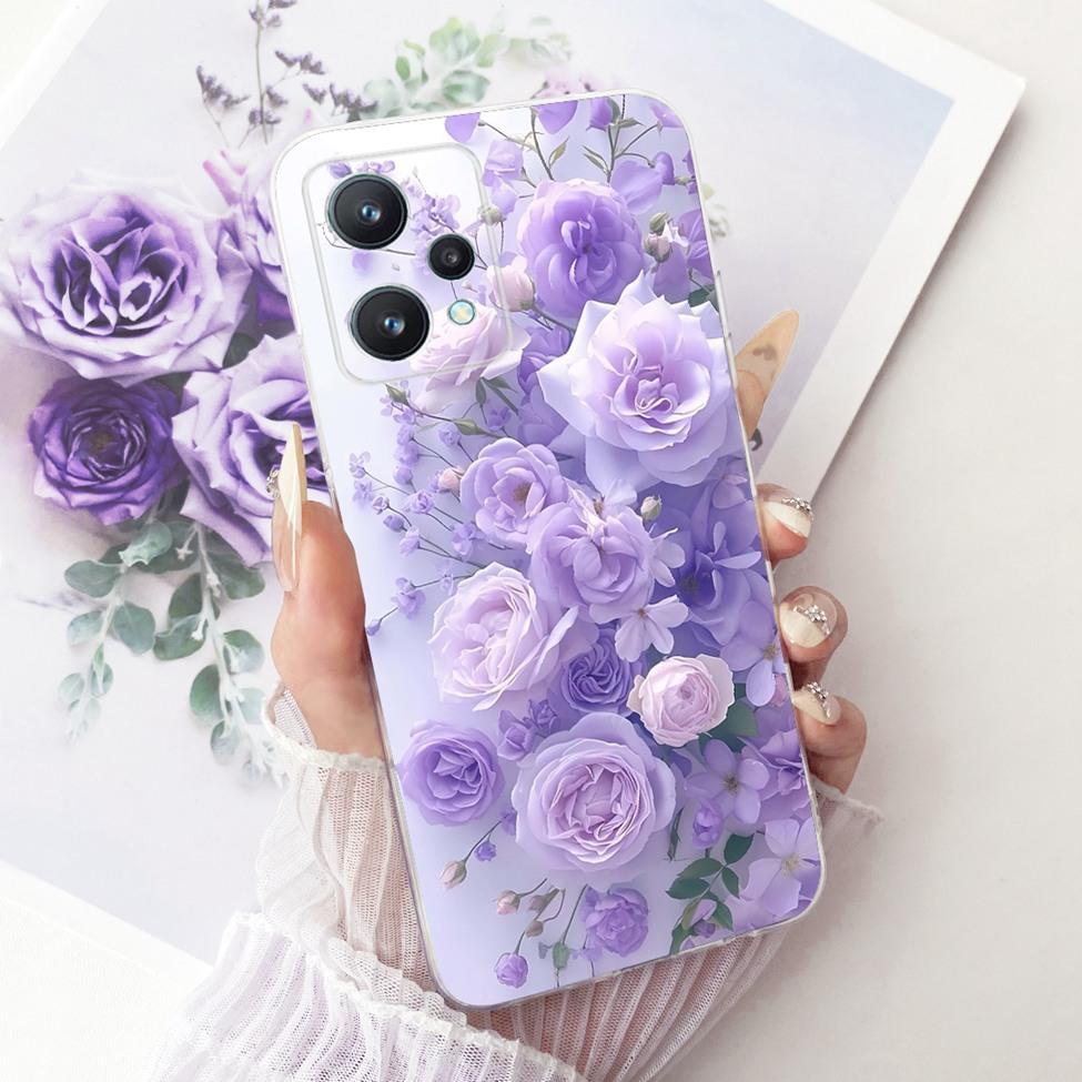 Transparent For Realme Q5 Case RMX3478 Cute Fashion Butterfly Funny Painted Soft Bumper Cover For Real me Q5 Casing