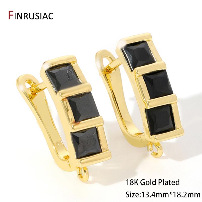 

18k Gold Plated Zircon Basic Fixtures Earwire Fasteners Earring Hooks Clasps For DIY Women Earrings Making Supplies Accessories 1 pair