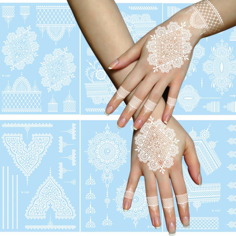 Tattoo Sticker White Lace Temporary Tattoo Wedding Henna Tattoo