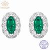 WUIHA Vintage 100% 925 Sterling Silver Lab Sapphire Emerald High Carbon Diamonds Gemstone Ear Studs Earrings Fine Jewelry