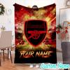 Custom Name Arsenal Football Crest Flannel Blanket Seasonal Universal Blanket For Indoor/outdoor, Perfect For Bedroom Sofa birthday gifts