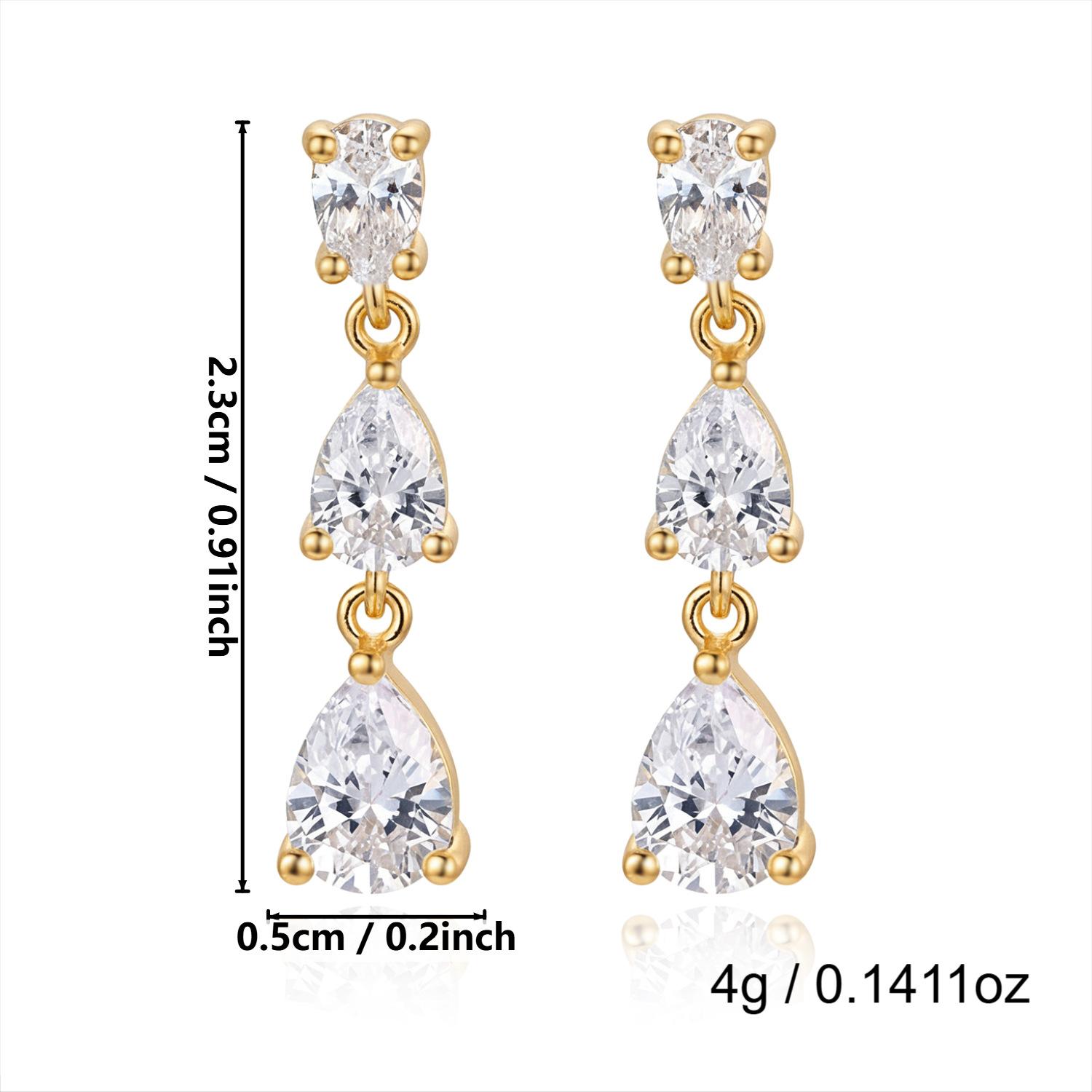

Women s Light Luxury Simple Water Drop Zircon Earrings, Fashionable Commuting Versatile High-End Earrings