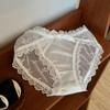 Bow Lace Panties Transparent Mesh Flower Briefs Breathable Underwear for Women  Lady