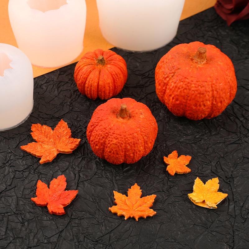 Halloween Pumpkin & Maple Leaf Silicone Mold for Cake, DIY Baking, Aromatherapy, Plaster, and Candle Crafting