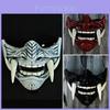 Devil Warrior Hannya Half Face Latex Mask Halloween Costume Prop Fear-inducing Cosplay Prop
