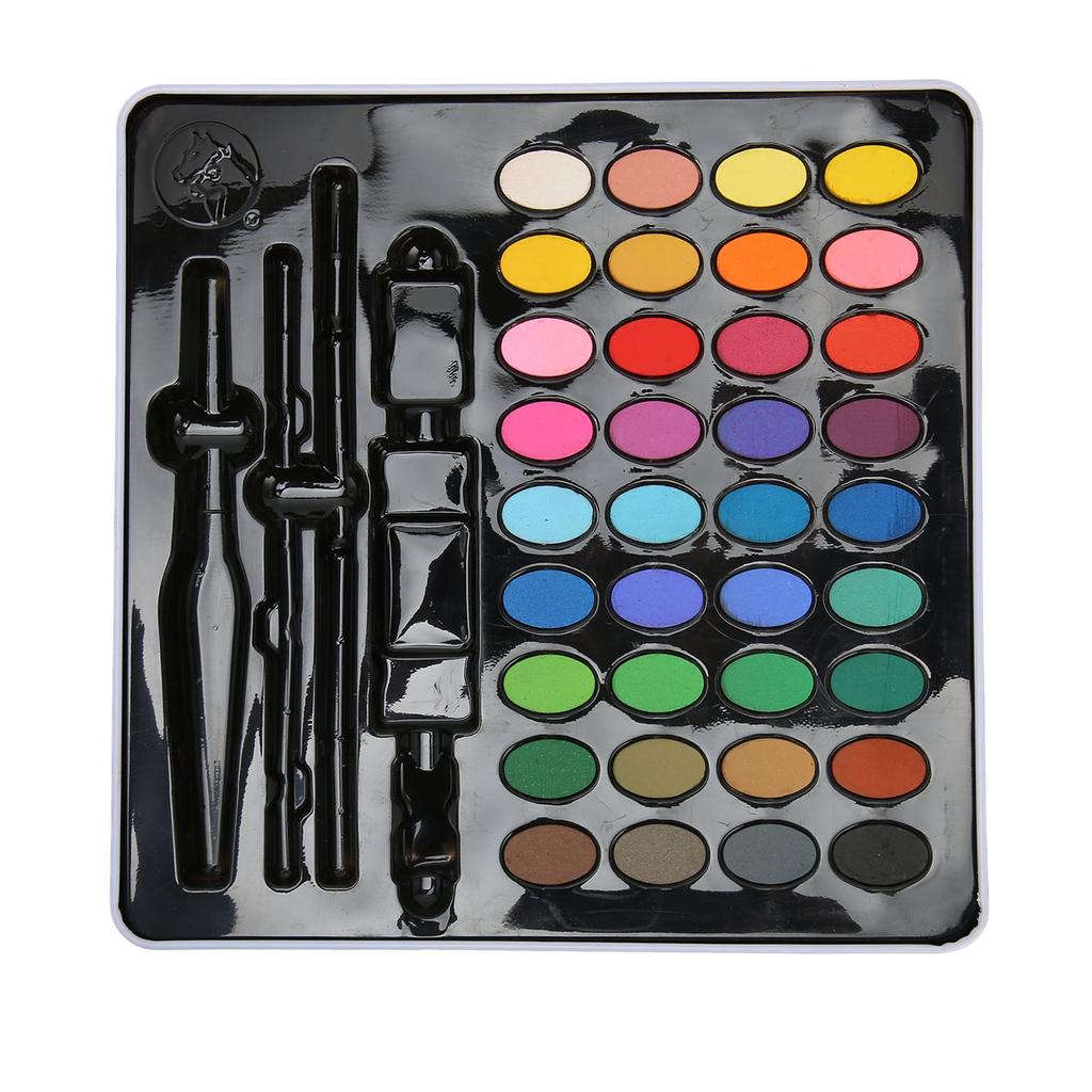 36 Colors Watercolor Paint Set with Brush Refillable Pen Sponge Strong Coloring Power Water Soluble Solid Watercolor