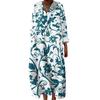 Women's Casual And Fashionable V-Veck Flower Print Long Sleeved Dress Long Sleeved Dress