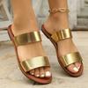Flat-bottomed slippers women's spring and summer new solid-color round head outer wear casual large-size foot sandals women